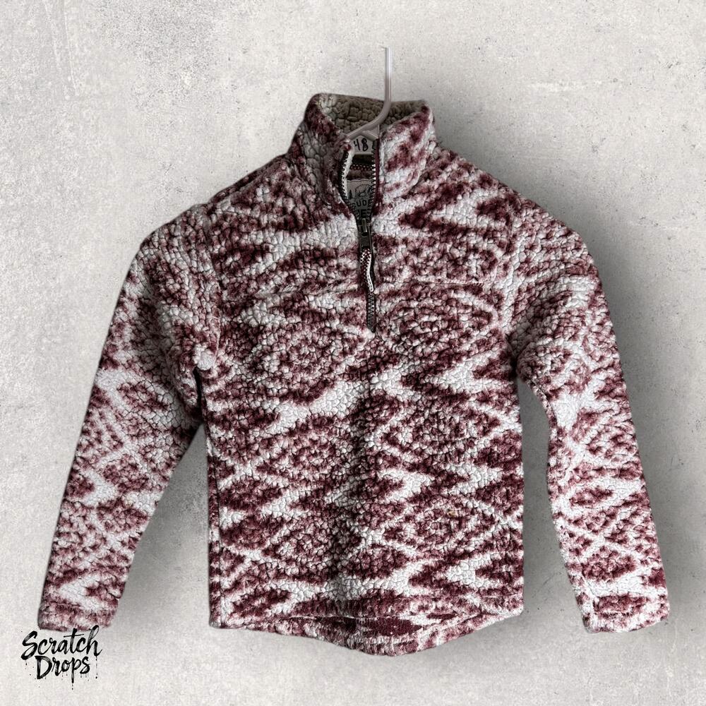 Cuddly Sherpa Youth Fleece Jacket Size 5 6 Red White Winter Coat Warm Outerwear